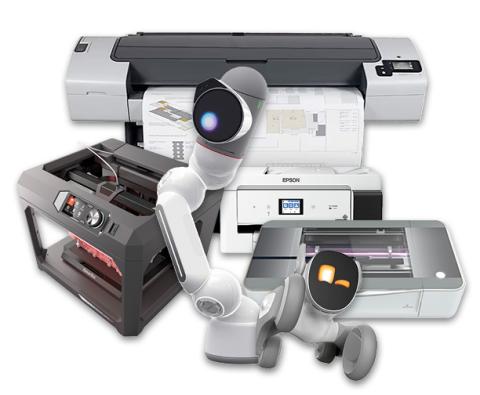 Collage Image of the equipment found in the Makerspace. 