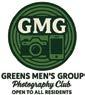 Greens Men's Group Photography Club logo featuring a green circle with a camera in it with the letters, "GMG"