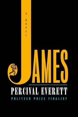 Image of book cover featuring a black cover with the name James spelled out in large gold letters. 