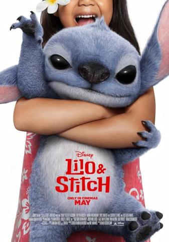 Image of movie poster live action film featuring Lilo holding stitch.