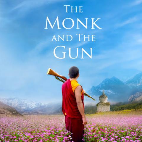 Image of movie poster featuring the back view of a man in robes standing in a field looking into the distance with a rifle over his shoulder.
