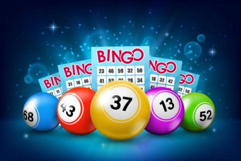 BINGO balls and BINGO game cards. 