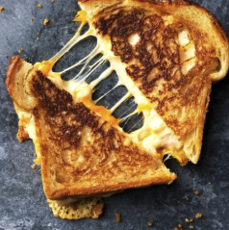 Grilled cheese pulled apart.