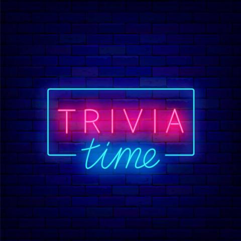 The words Trivia Time spelled out in a neon sign.