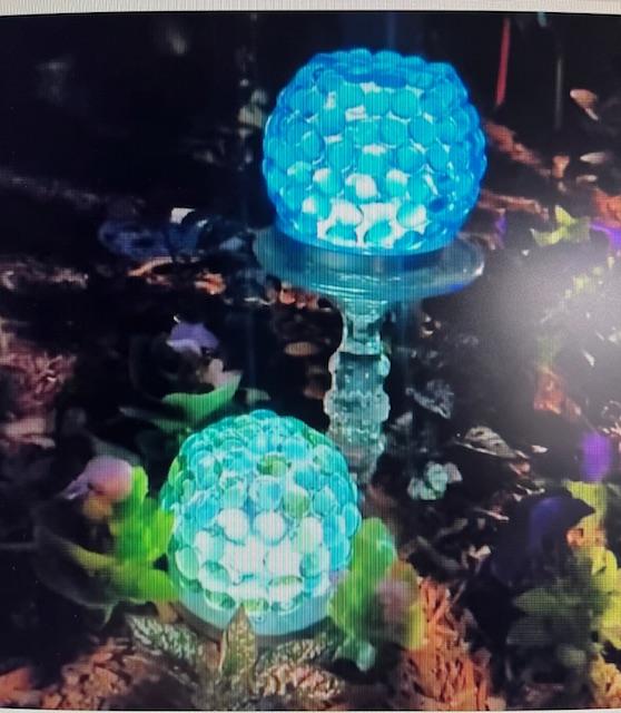 Image of solar outdoor orbs that go in the garden