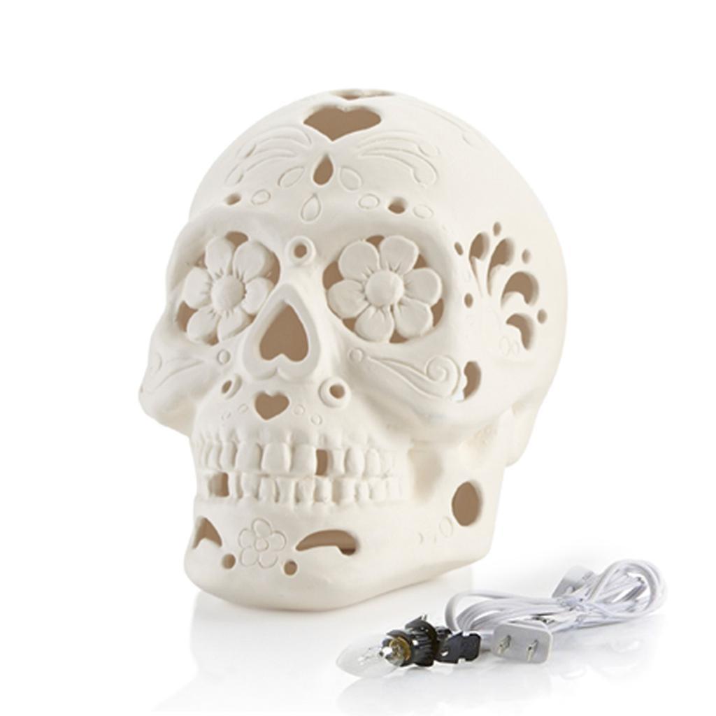 Image of the craft featuring a ceramic skull.