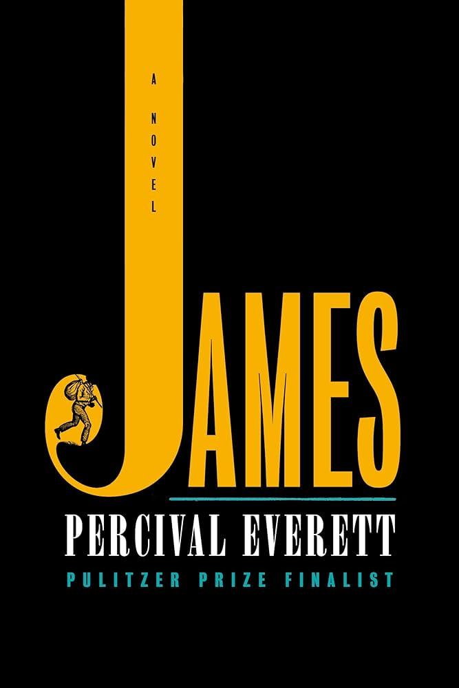 Image of book cover featuring a black cover with the name James spelled out in large gold letters. 