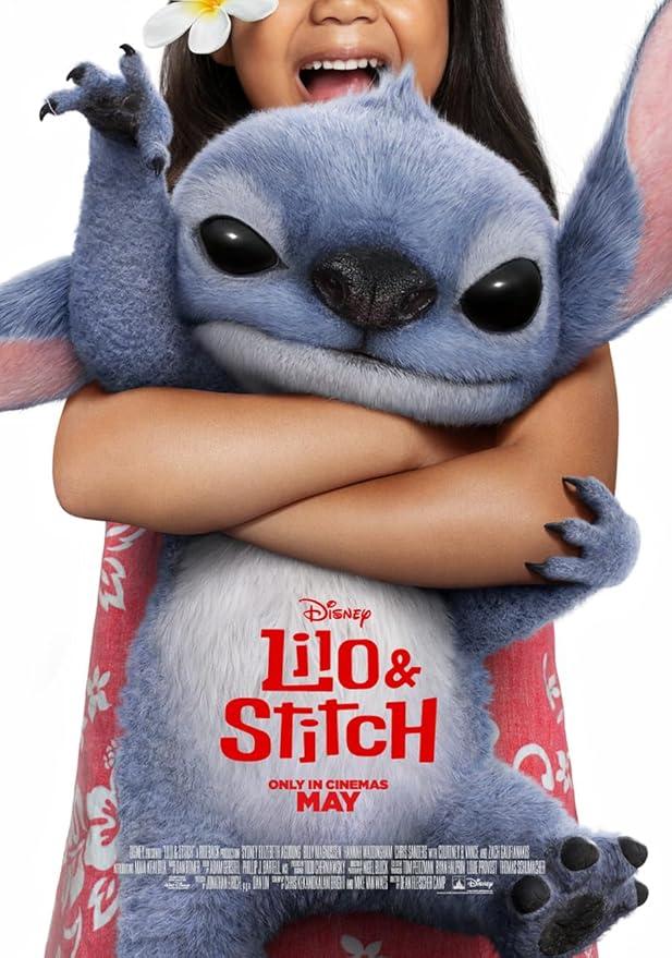 Image of movie poster live action film featuring Lilo holding stitch.