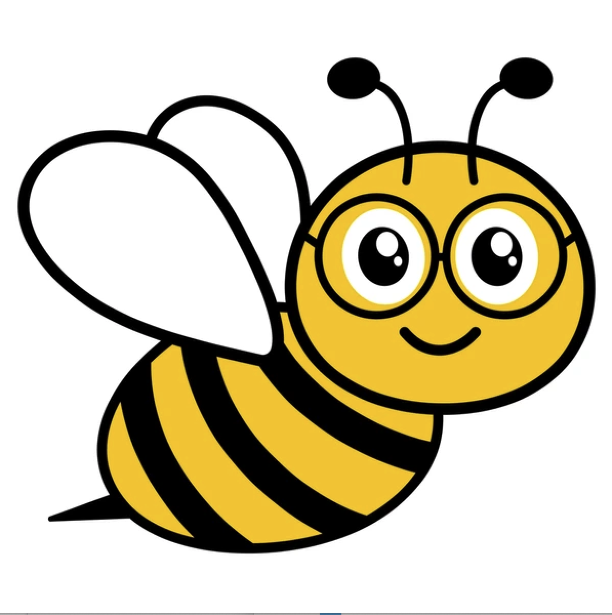 clipart picture of a bumble bee with glasses