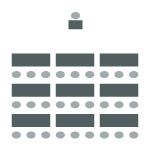 Classroom-style room setup icon with presenter at front