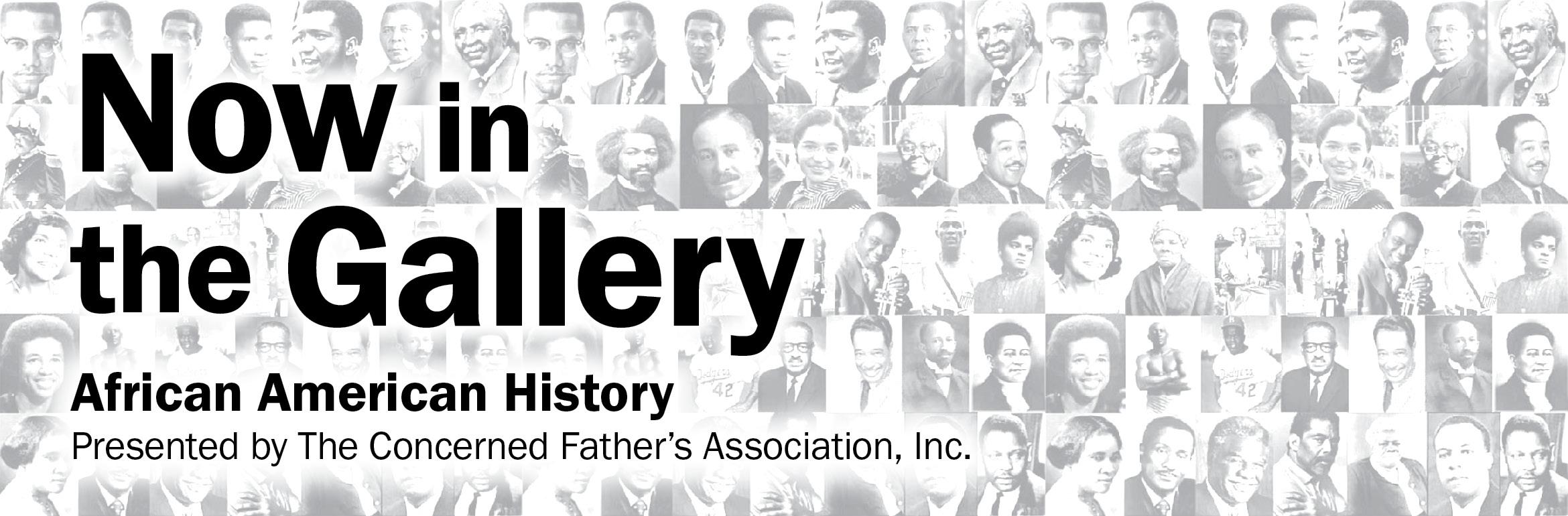 Now in the Gallery. African American History. Presented by The Concerned Father's Association, Inc.